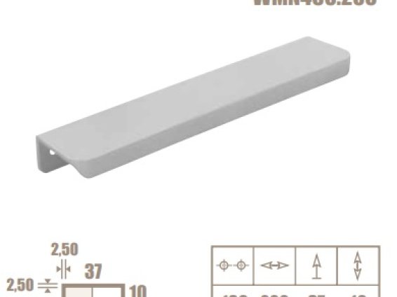WMN450 торцевая мебельная ручка-профиль 200 мм черный матовый