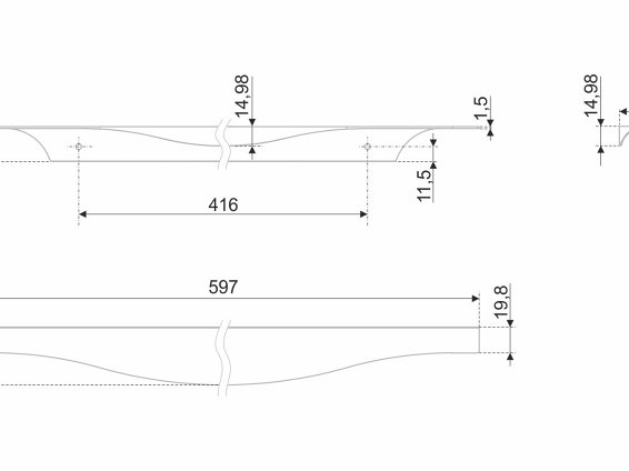 Era торцевая мебельная ручка для фасадов 600 мм нержавеющая сталь